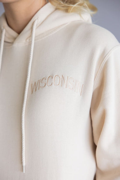 1897 Active Wisconsin Embroidered Hoodie for Women in Cream