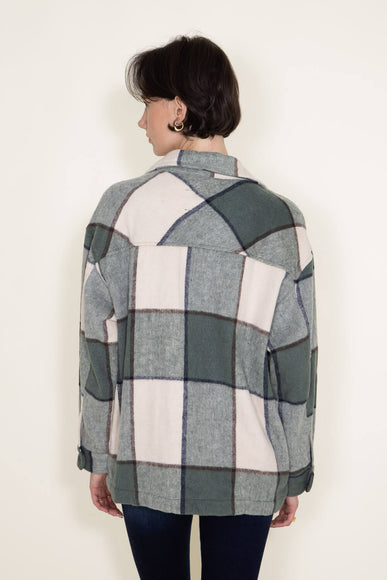 Plaid Shacket for Women in Cream/Sage