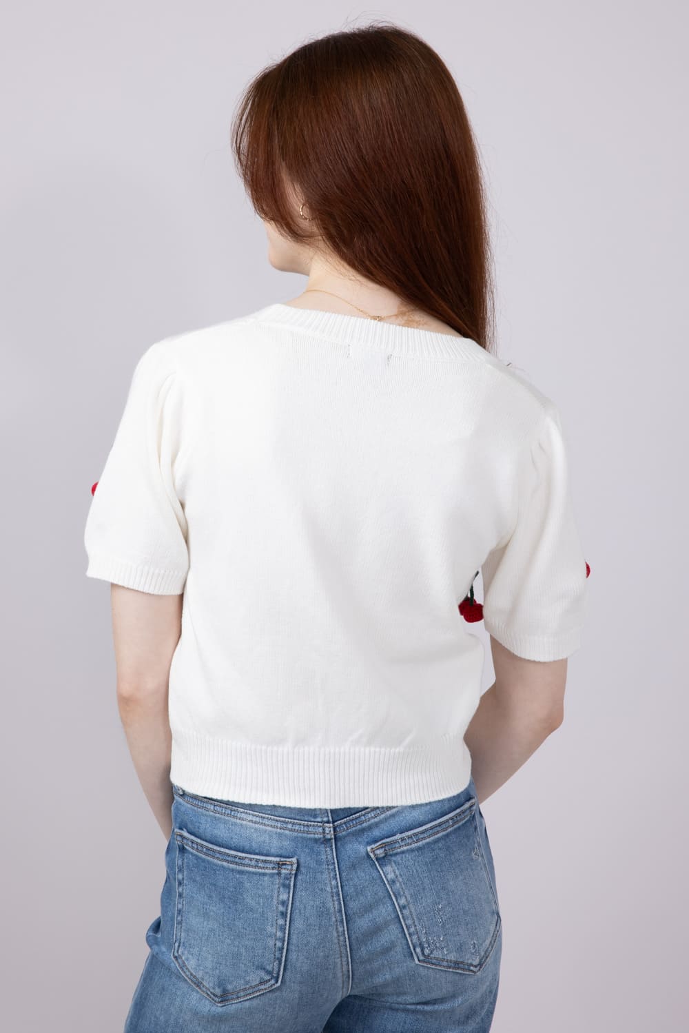 3D Cherry Cardigan for Women in White