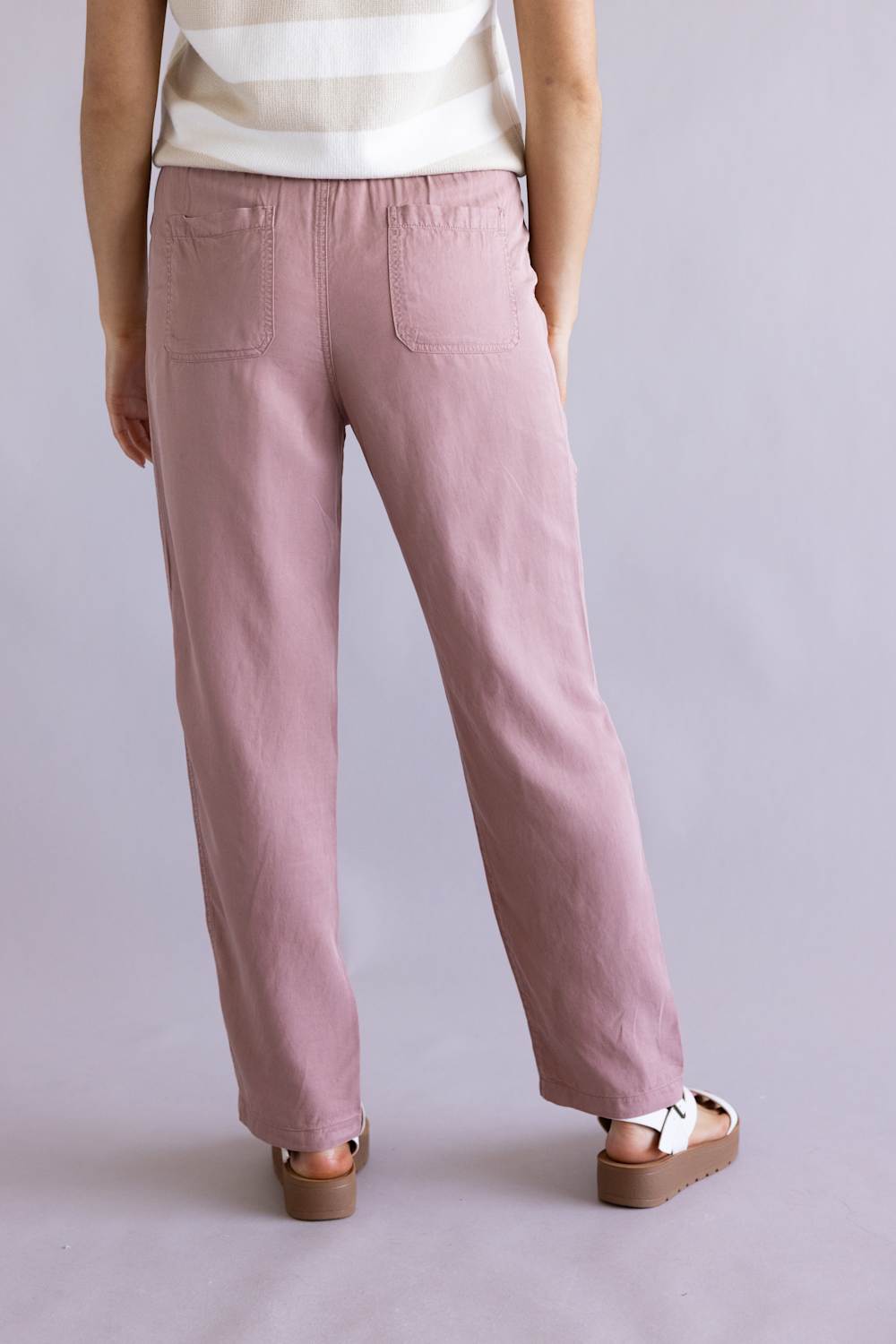 Tencel Drawstring Pants for Women in Mauve