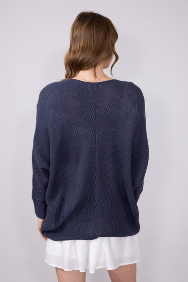 Shaker Stitch Cardigan for Women in Indigo