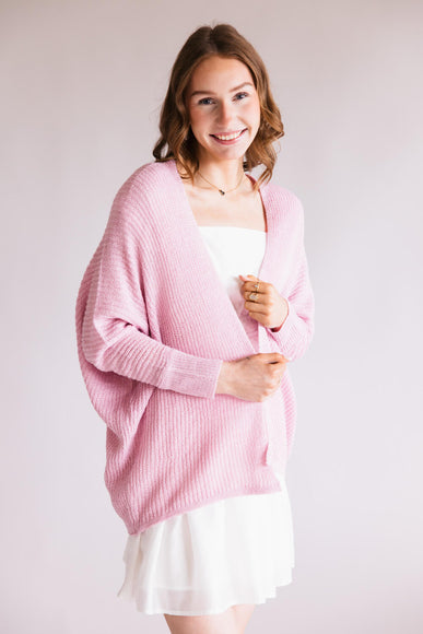 Shaker Stitch Cardigan for Women in Pink