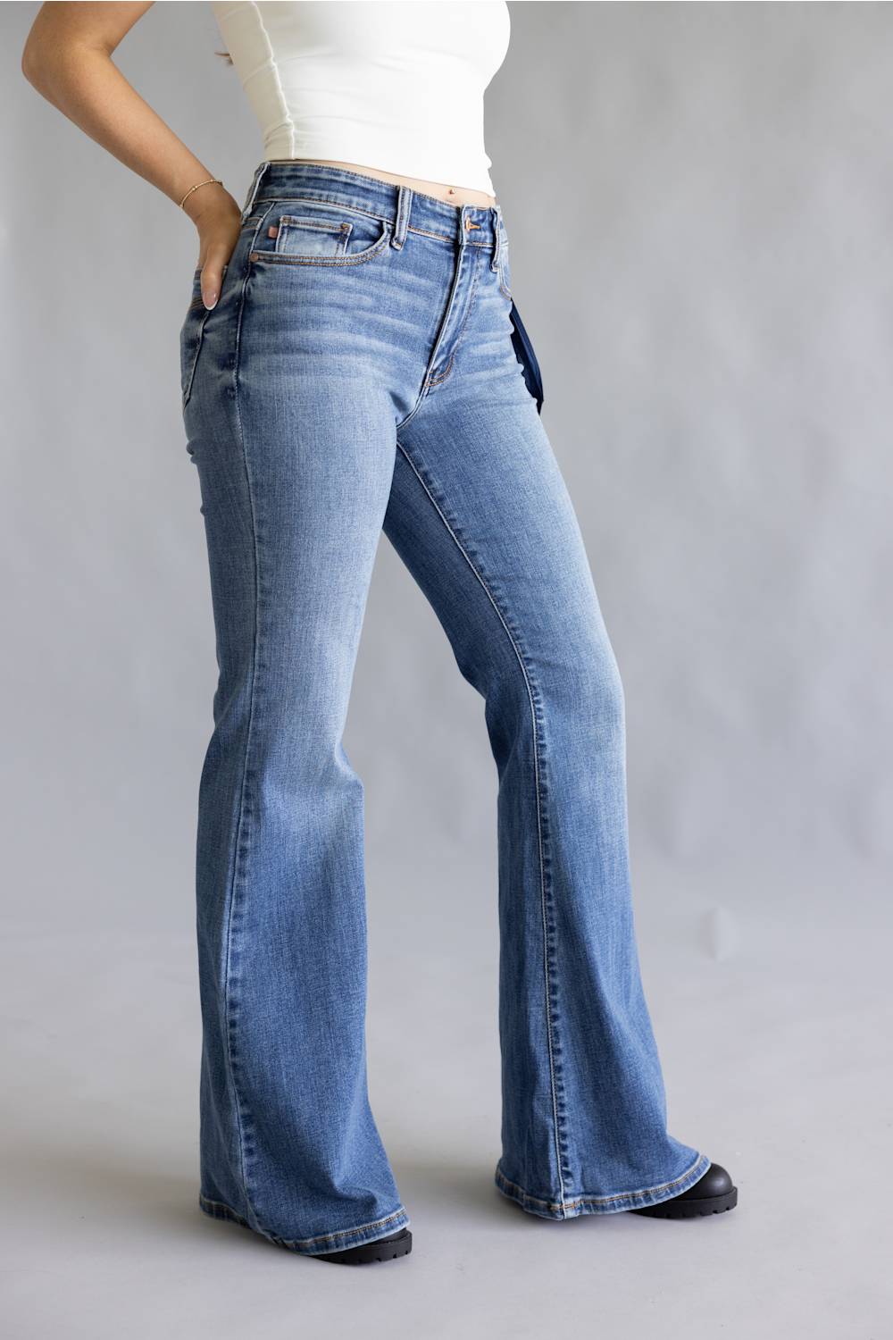 Judy Blue Mid Rise Bandana Flare Jeans for Women