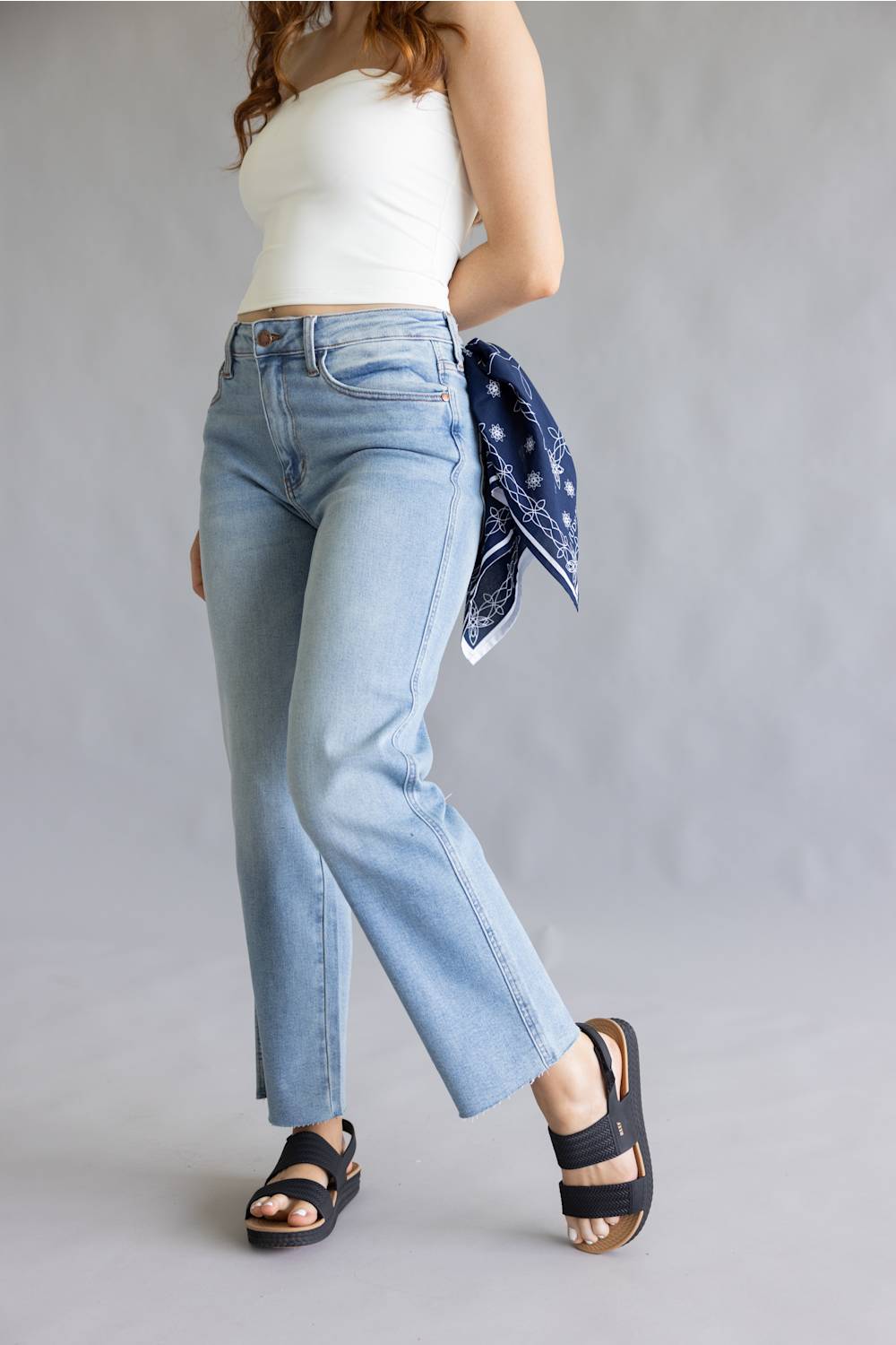 Judy Blue Mid Rise Bandana Straight Jeans for Women
