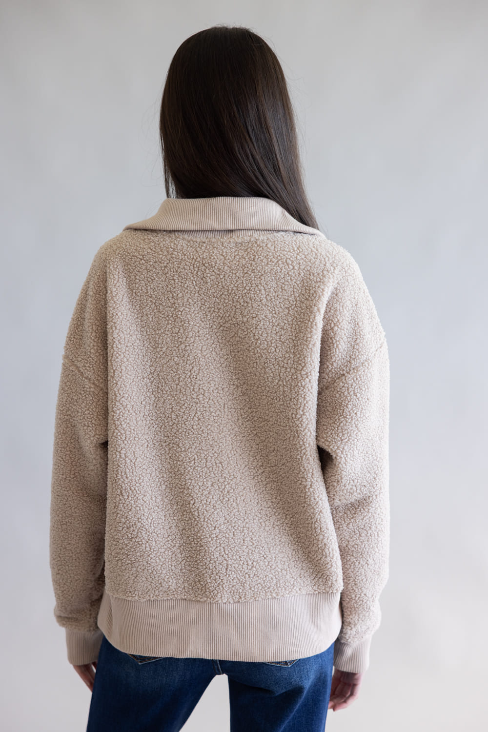 Sherpa ½ Zip Pullover for Women in Brown | HFY94208-W23-OAKBROWN