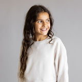 Youth Pullover & Wide Leg Pant Set for Girls in Grey/Beige