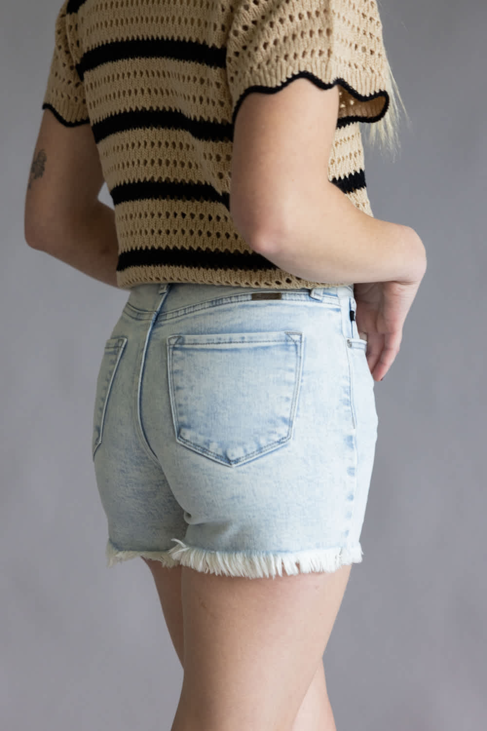 KanCan x Glik's Best Friend Fray Hem Wash Denim Shorts for Women