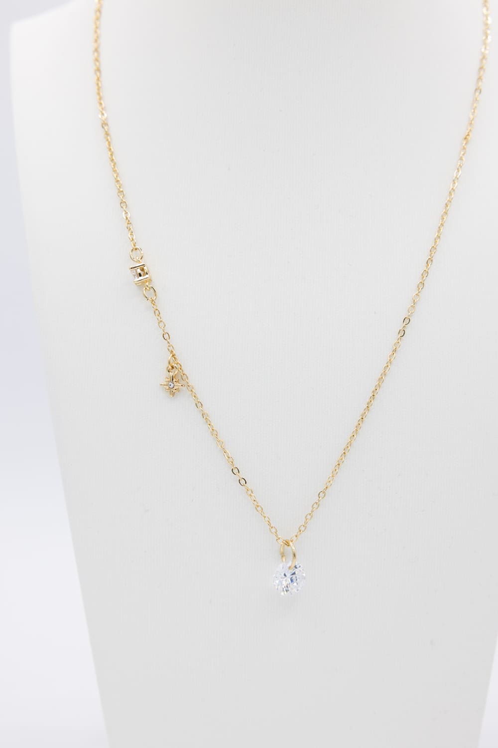 Custom Moon Stone Charm Necklace in Gold