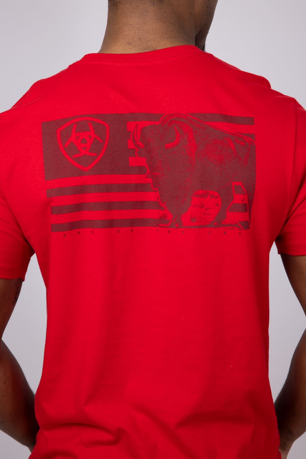 Ariat Etched Buffalo LOTF Flag T-Shirt for Men in Red