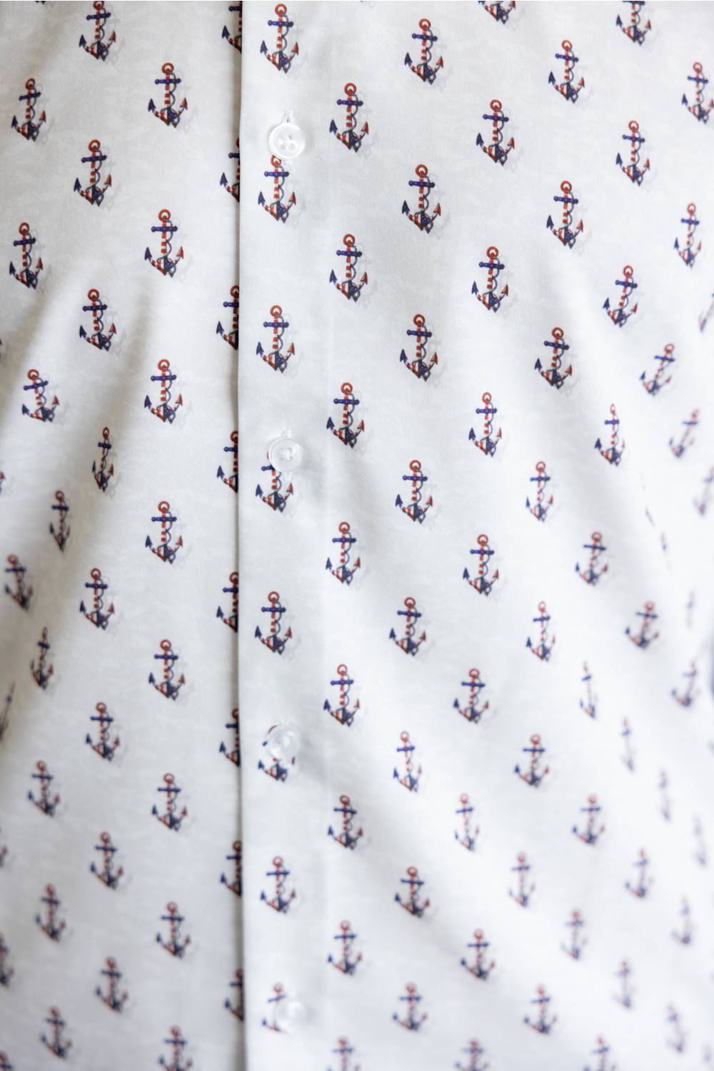 Anchors & Flags Pattern Button Down Shirt for Men in Silver