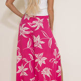 Angie Clothing Split Tropical Beach Pants for Women in Pink
