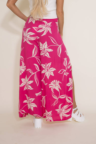 Angie Clothing Split Tropical Beach Pants for Women in Pink