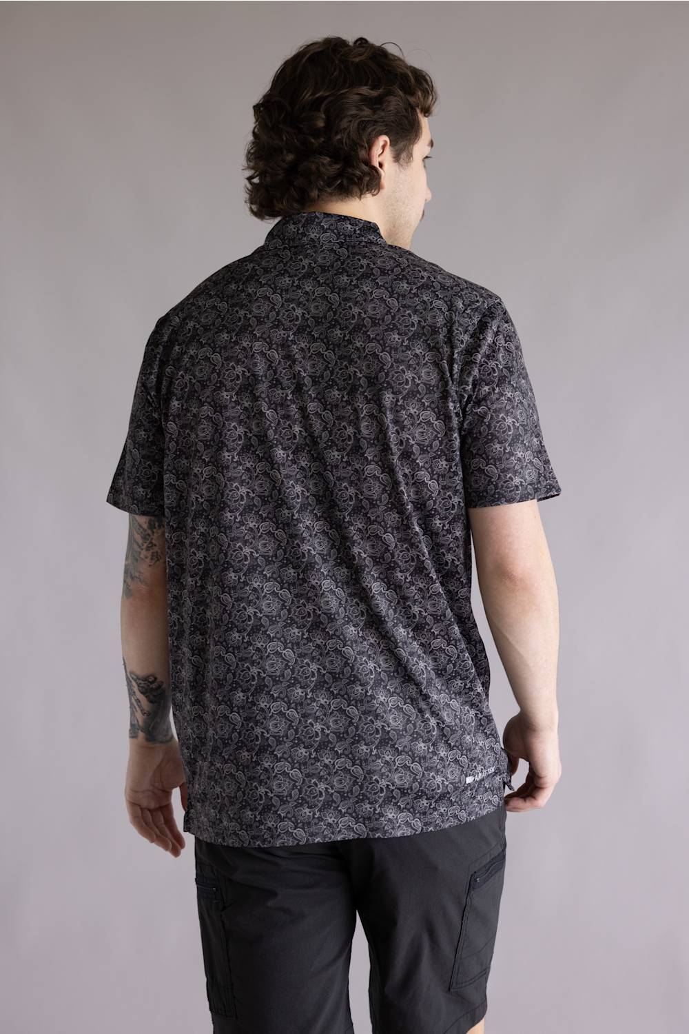 Ariat All Over Print Fitted Polo for Men in Black