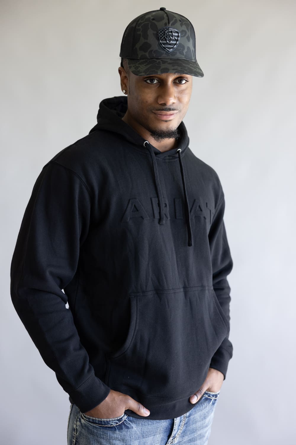 Ariat Embossed Logo Hoodie for Men in Black