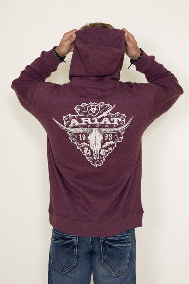 Ariat Logo Arrowhead Hoodie for Men in Berry Purple