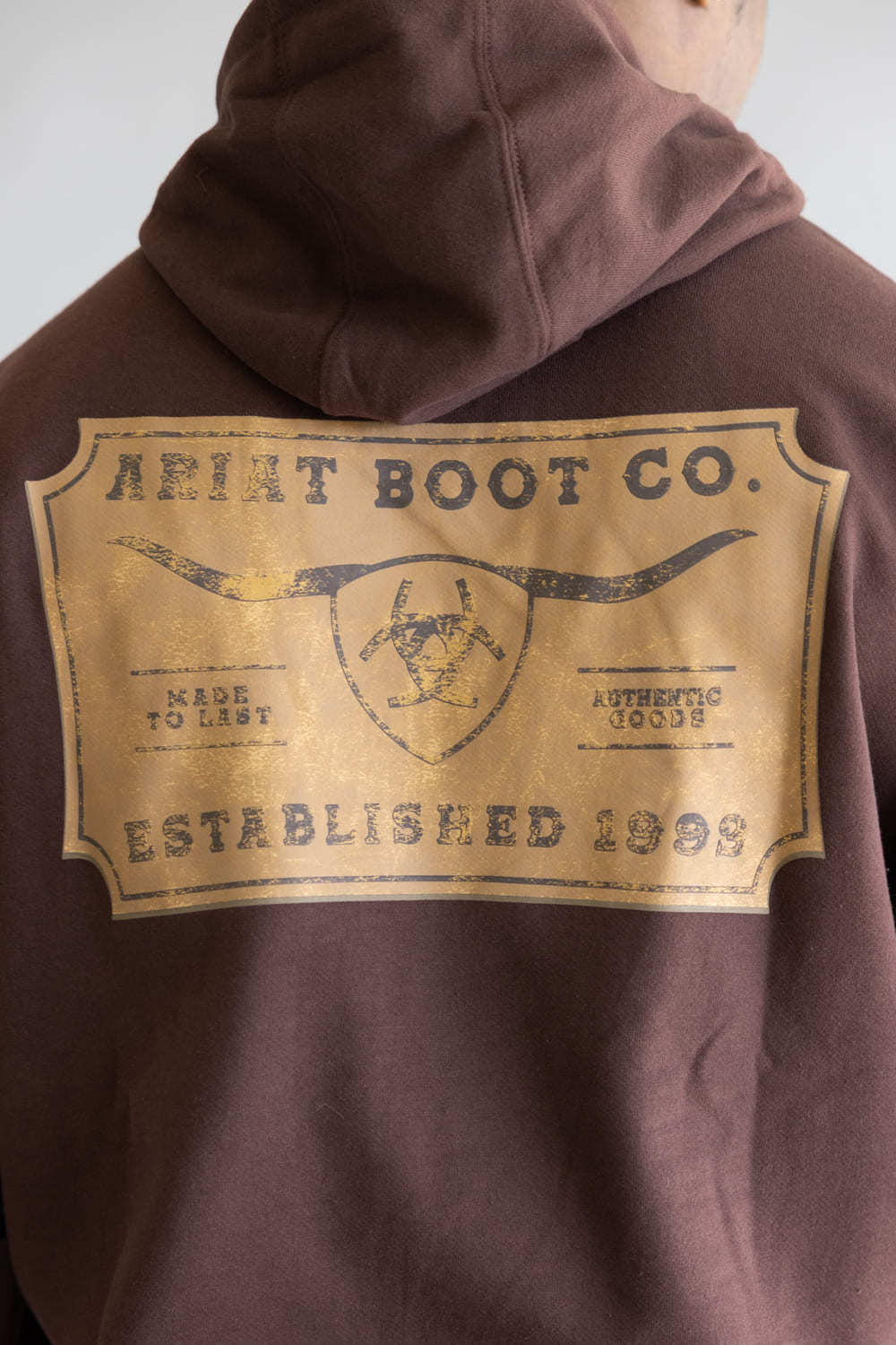 Ariat Shield Steer Head Hoodie for Men in Brown