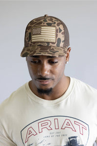 Ariat USA Flag Logo Cap for Men in Brown Camo