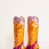 Azalea Wang Hendrix Tall Cowboy Boots For Women in Pink Multi