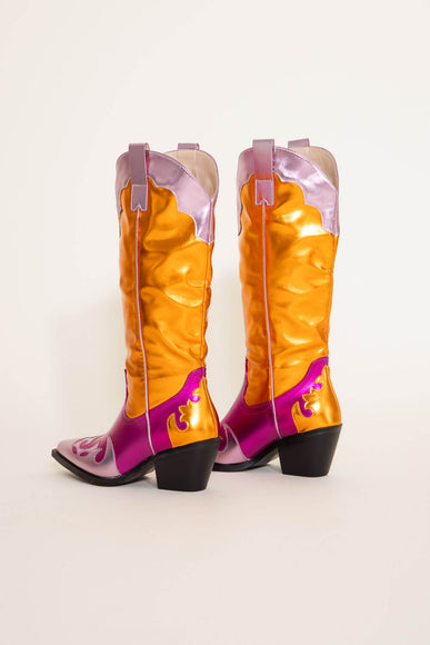 Azalea Wang Hendrix Tall Cowboy Boots For Women in Pink Multi