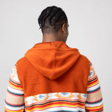 Aztec Color Block Hooded Pullover for Men in Picante Sand