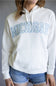 Striped Michigan Embroidered Hoodie for Women in White