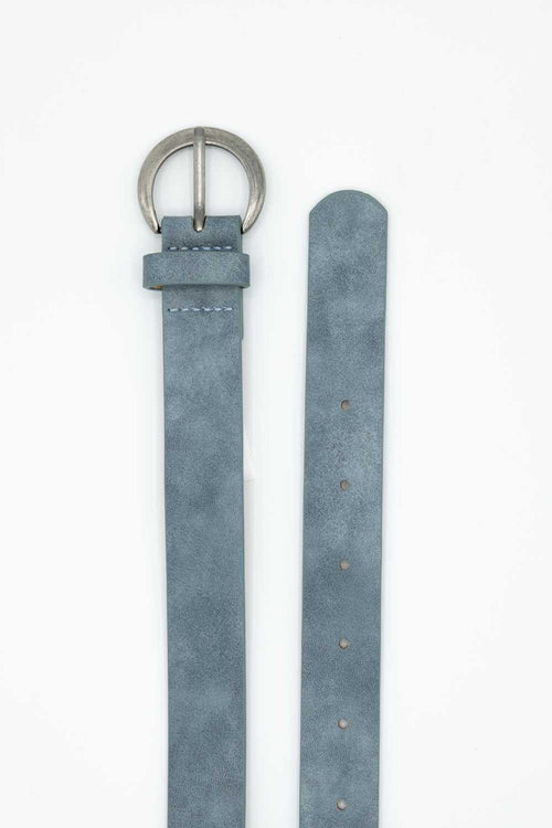 Basic Buckle Belt for Women in Blue Silver