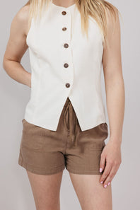 Tencel Drawstring Shorts for Women in Hazelnut