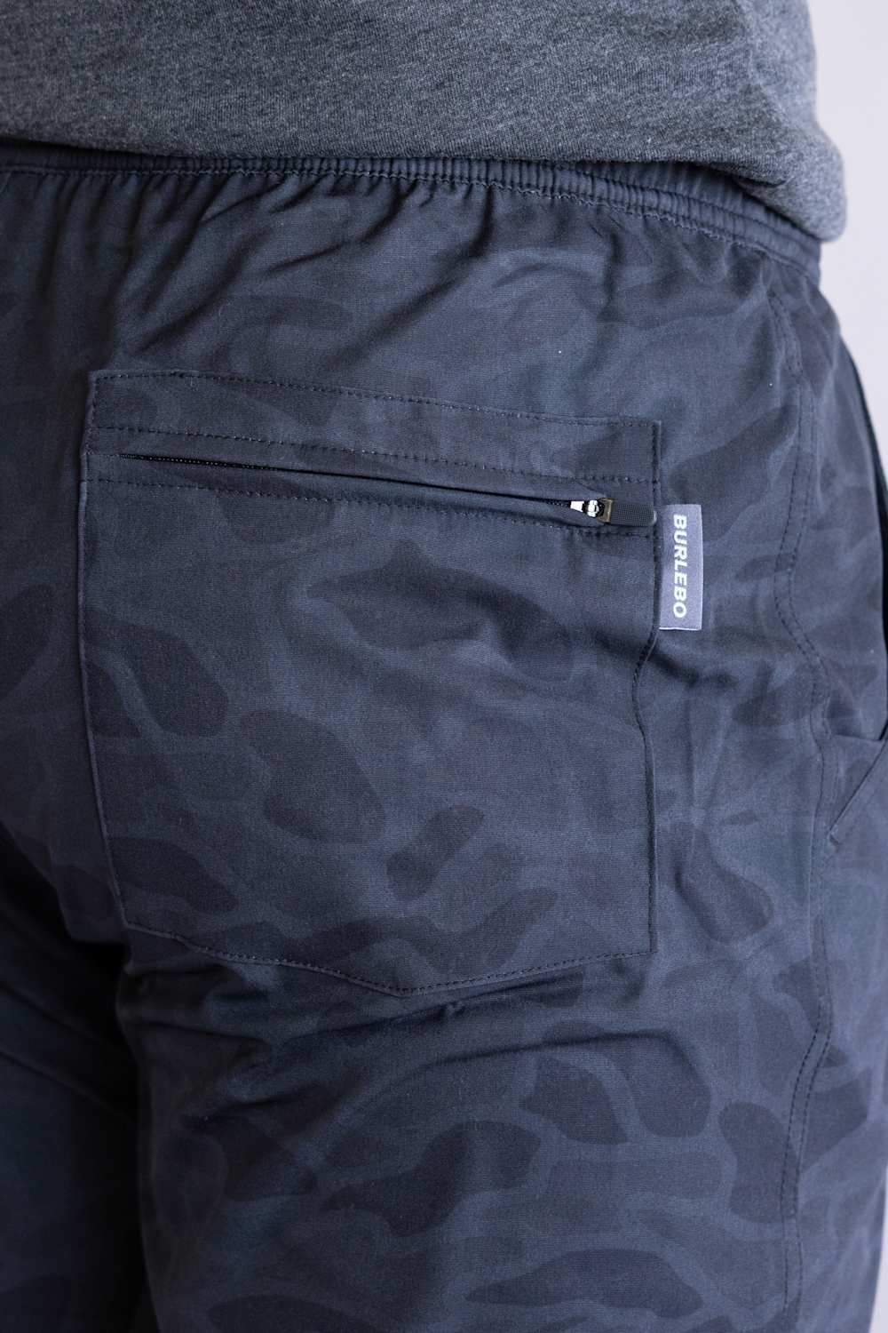 Burlebo Lined Athletic Shorts for Men in Black Camo