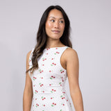 Cherry Open Back Mini Dress for Women in White