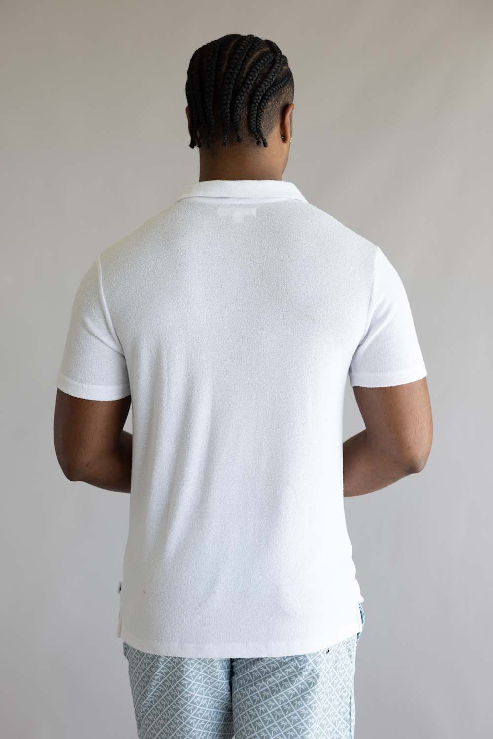 Vintage Summer Boucle Jersey Polo for Men in White