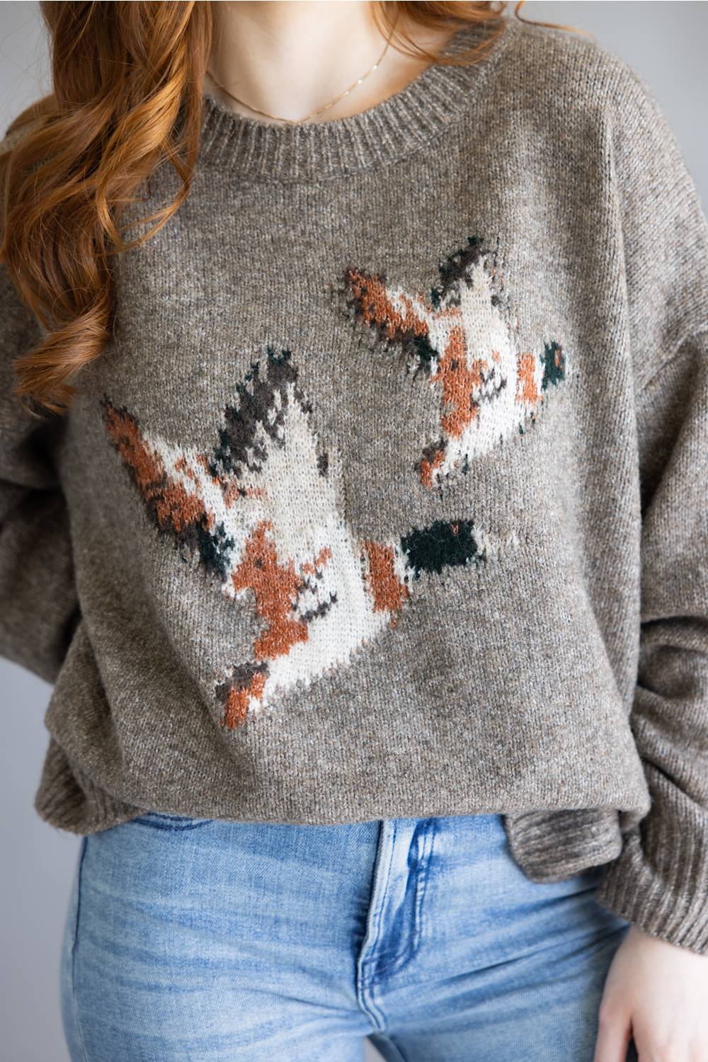 Bailey Rose Flying Duck Knit Sweater for Women in Mocha