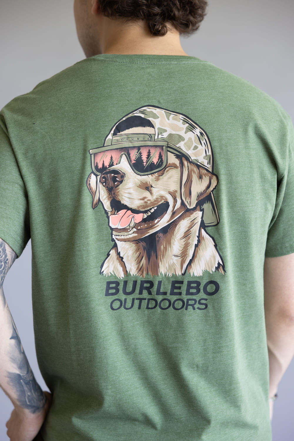 Burlebo Mallard Camo Dog T-Shirt for Men in Heather Olive