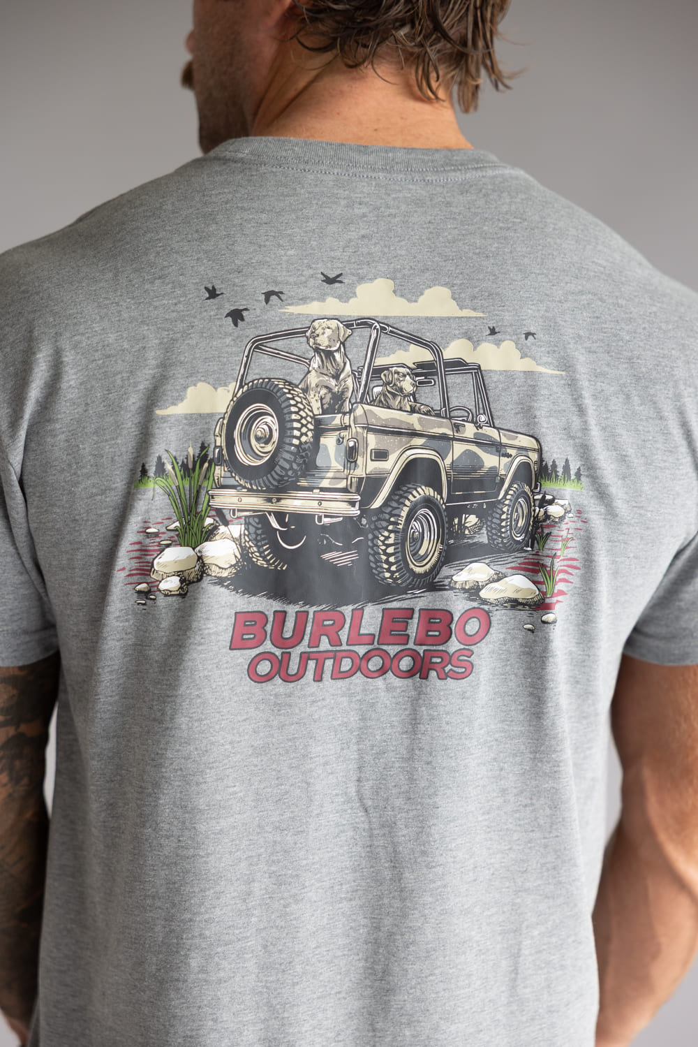 Burlebo Off Road Bronco T-Shirt for Men in Dark Heather Grey 