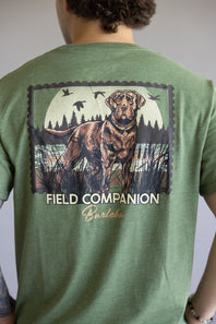 Burlebo Duck Dog Stamp T-Shirt for Men in Heather Olive