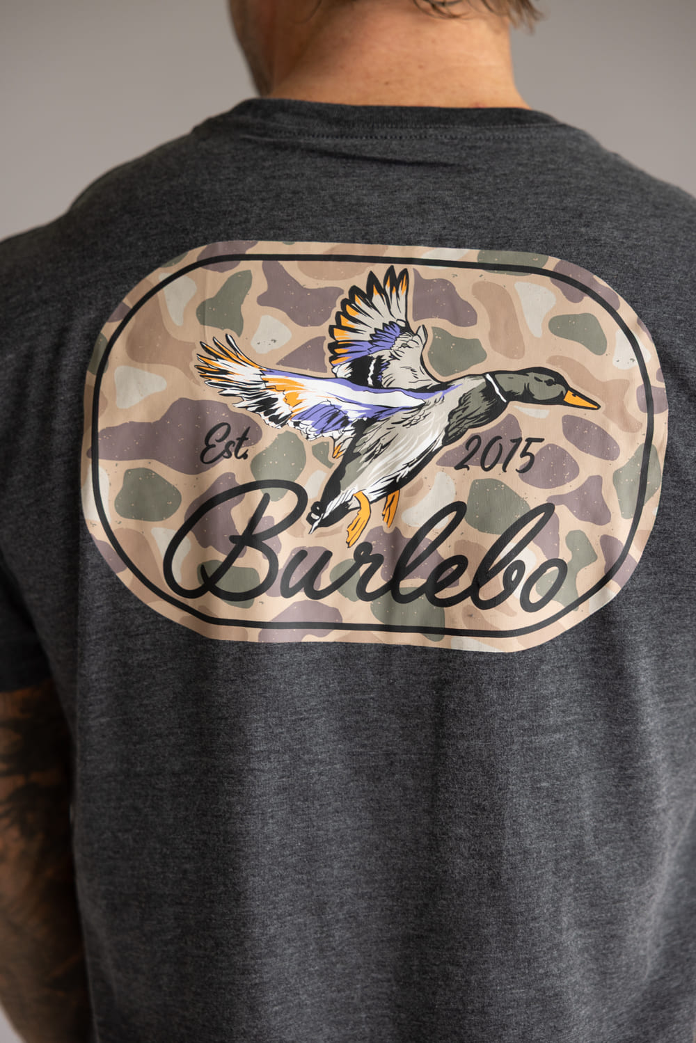Burlebo Ducks Flying InT-Shirt for Men in Heather Black