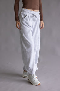Baggy Barrel Fleece Sweatpants for Women in Ice Grey