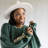 Bailey Rose Horse Stitch Sweater for Women in Green