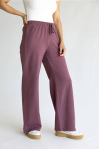 Be Cool Cotton Terry Straight Leg Pants for Women in Raisin