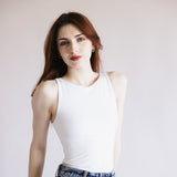 Seamless Double Layer Knit Tank Top for Women in White