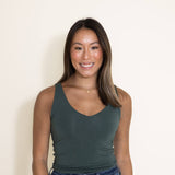 Basic Slim Stretch Tank Top for Women in Green
