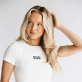 Beaded Olive T-Shirt for Women in White