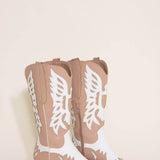 Berness Shoes Annie 2 Tone Western Cowboy Boots for Women in Beige