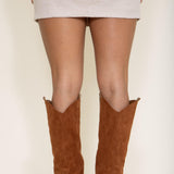 Berness Shoes Brandy Tall Cuffed Cowboy Boots for Women in Brown