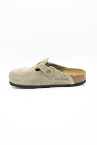 Birkenstock Boston Soft Footbed Suede Leather Clogs for Women in Taupe