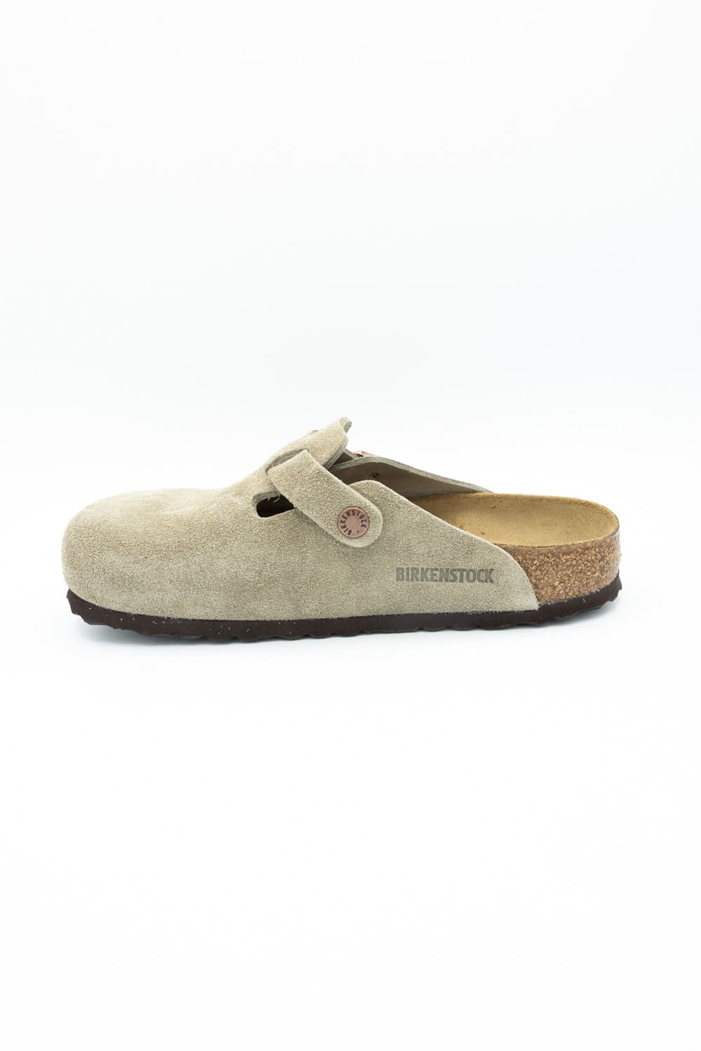 Birkenstock Boston Soft Footbed Suede Leather Clogs for Women in Taupe