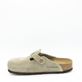 Birkenstock Boston Soft Footbed Suede Leather Clogs for Women in Taupe