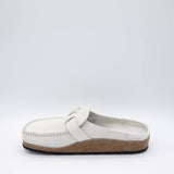 Birkenstock Buckley Corduroy Suede Mules for Women in Antique White 