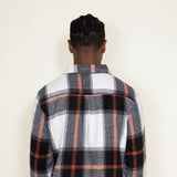 Brooklyn Cloth Heavy Flannel Shacket for Men in Black Cream