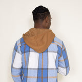Brooklyn Cloth Zip Front Flannel Hooded Shirt Jacket for Men in Blue