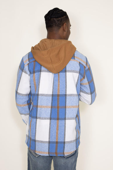 Brooklyn Cloth Zip Front Flannel Hooded Shirt Jacket for Men in Blue